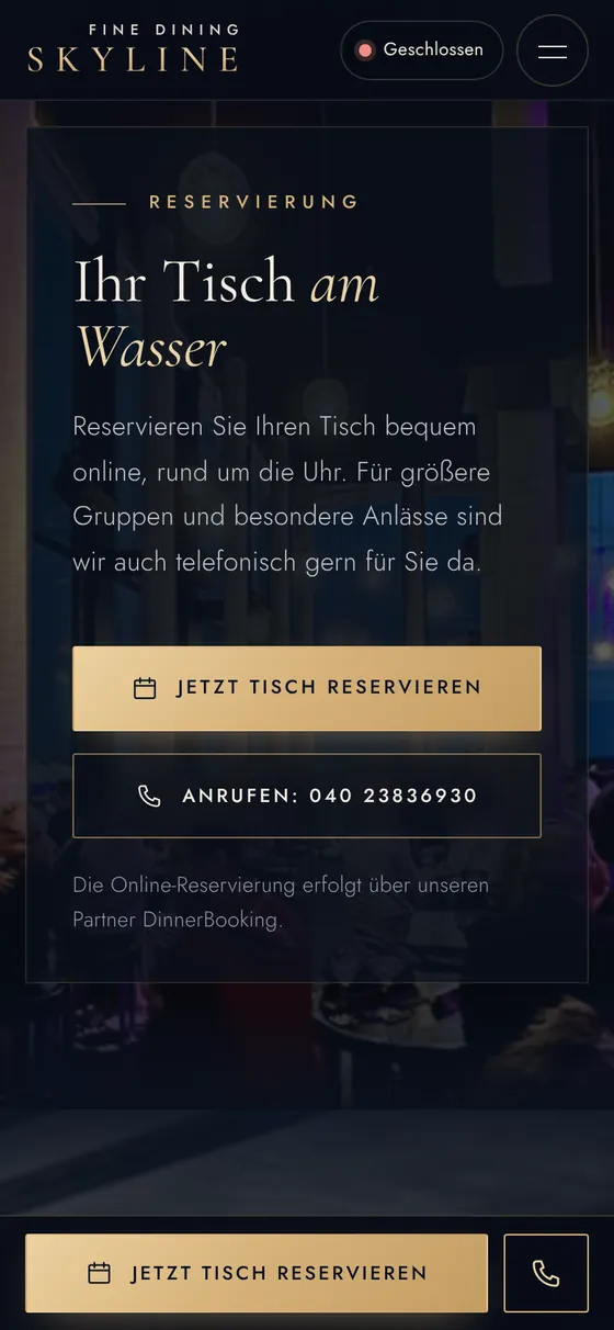 Skyline-Demo mobil: Reservierung